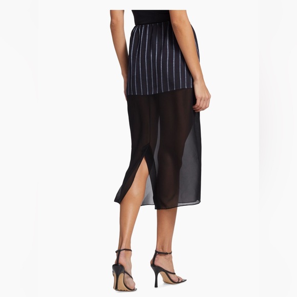 Gauchere • Striped and Sheer Midi Skirt • 42 (10) - Picture 3 of 15